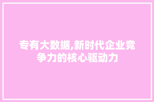 专有大数据,新时代企业竞争力的核心驱动力
