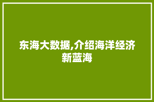 东海大数据,介绍海洋经济新蓝海