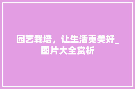 园艺栽培，让生活更美好_图片大全赏析