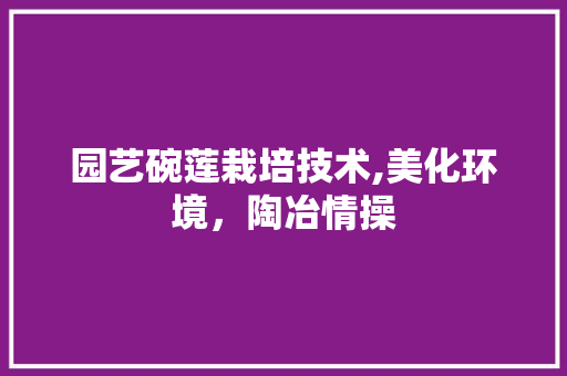 园艺碗莲栽培技术,美化环境，陶冶情操 种植技巧