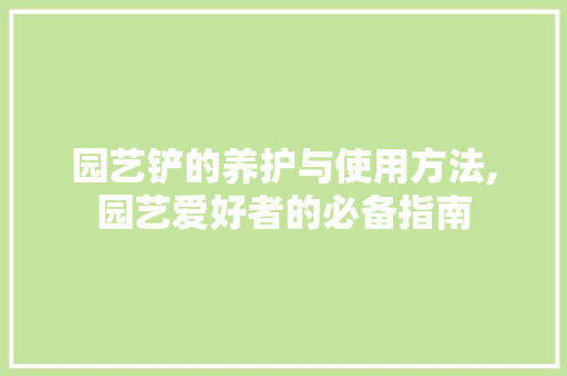 园艺铲的养护与使用方法,园艺爱好者的必备指南