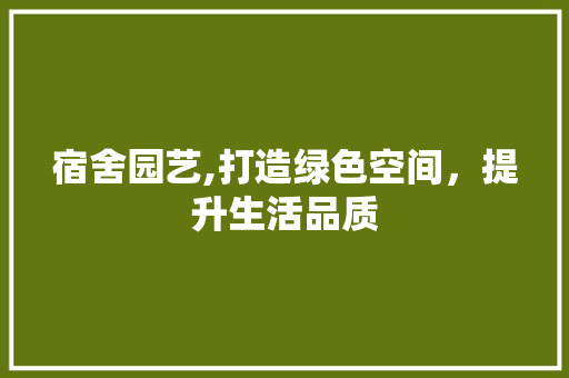 宿舍园艺,打造绿色空间,提升生活品质 宿舍园艺,打造绿色空间,提升生活品质