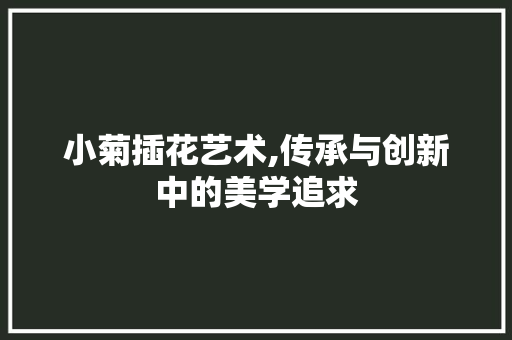 小菊插花艺术,传承与创新中的美学追求