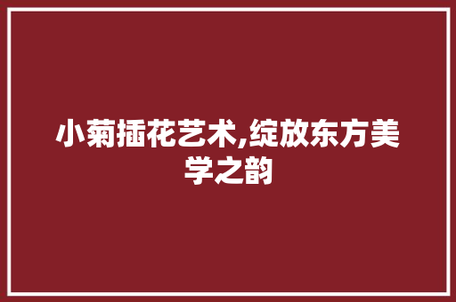 小菊插花艺术,绽放东方美学之韵