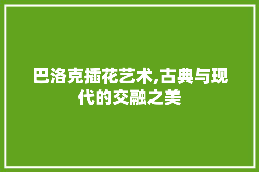 巴洛克插花艺术,古典与现代的交融之美