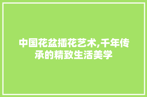 中国花盆插花艺术,千年传承的精致生活美学 土壤施肥