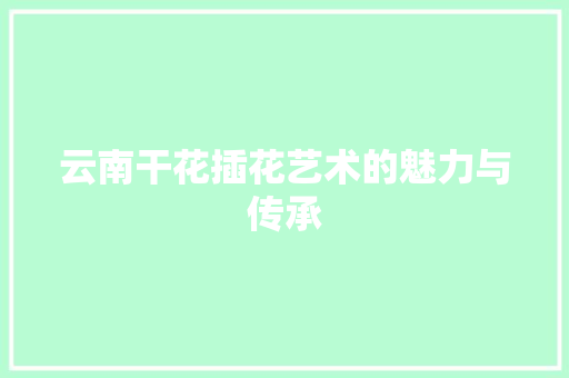 云南干花插花艺术的魅力与传承