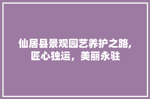 仙居县景观园艺养护之路,匠心独运，美丽永驻