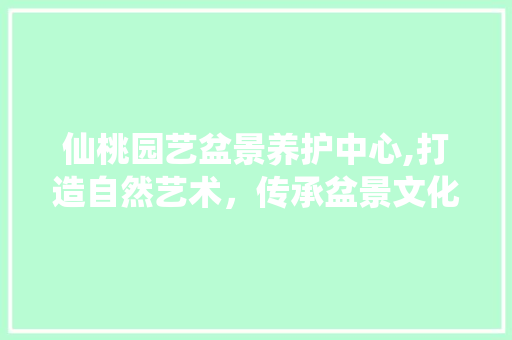 仙桃园艺盆景养护中心,打造自然艺术，传承盆景文化
