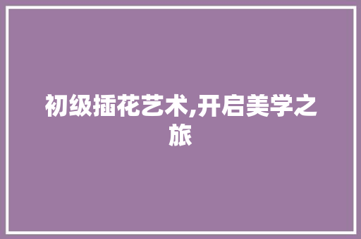 初级插花艺术,开启美学之旅