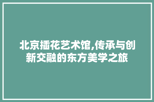 北京插花艺术馆,传承与创新交融的东方美学之旅 北京插花艺术馆,传承与创新交融的东方美学之旅