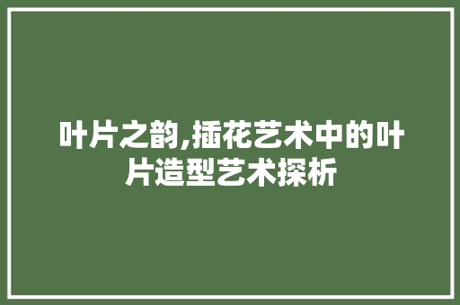 叶片之韵,插花艺术中的叶片造型艺术探析