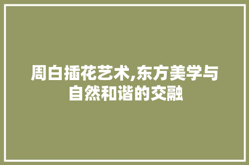 周白插花艺术,东方美学与自然和谐的交融 周白插花艺术,东方美学与自然和谐的交融