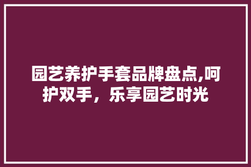 园艺养护手套品牌盘点,呵护双手，乐享园艺时光