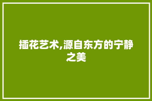 插花艺术,源自东方的宁静之美 花朵知识