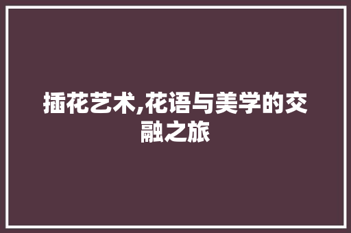 插花艺术,花语与美学的交融之旅