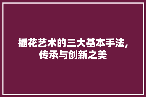 插花艺术的三大基本手法,传承与创新之美