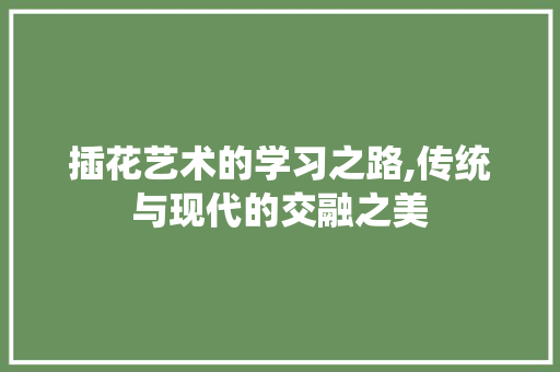 插花艺术的学习之路,传统与现代的交融之美