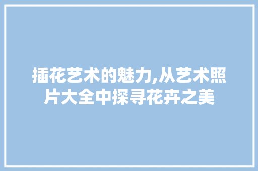 插花艺术的魅力,从艺术照片大全中探寻花卉之美 番茄种植技巧