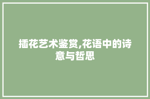 插花艺术鉴赏,花语中的诗意与哲思 番茄种植技巧