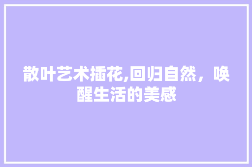 散叶艺术插花,回归自然,唤醒生活的美感 散叶艺术插花,回归自然,唤醒生活的美感