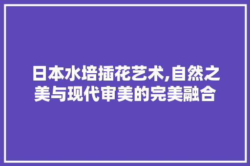 日本水培插花艺术,自然之美与现代审美的完美融合