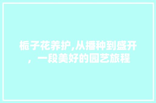 栀子花养护,从播种到盛开，一段美好的园艺旅程