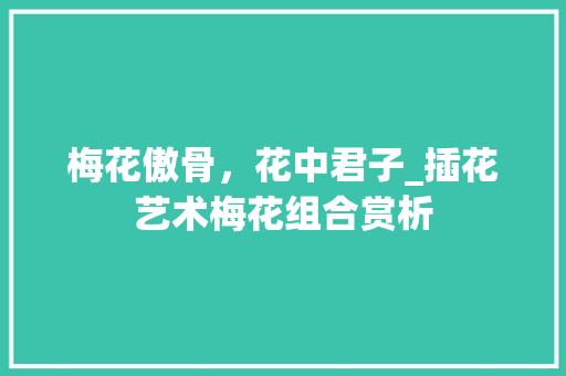 梅花傲骨，花中君子_插花艺术梅花组合赏析