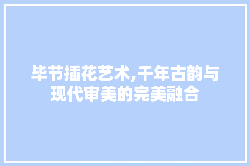 毕节插花艺术,千年古韵与现代审美的完美融合