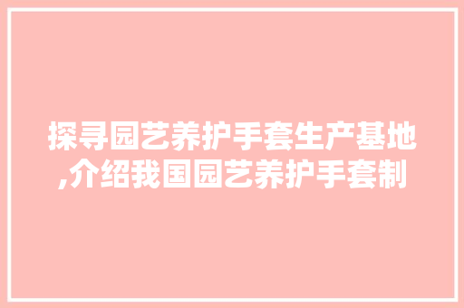探寻园艺养护手套生产基地,介绍我国园艺养护手套制造奥秘