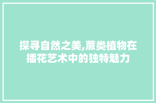 探寻自然之美,蕨类植物在插花艺术中的独特魅力