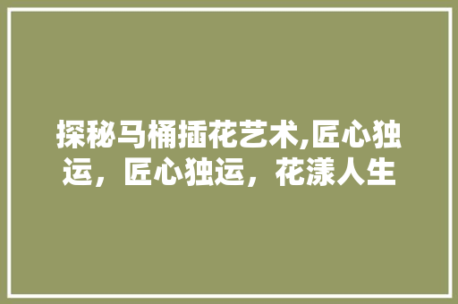 探秘马桶插花艺术,匠心独运，匠心独运，花漾人生