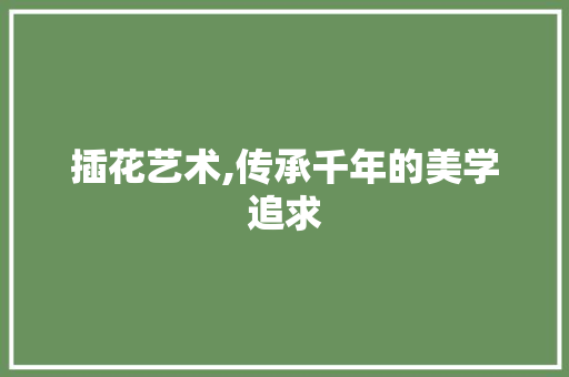 插花艺术,传承千年的美学追求