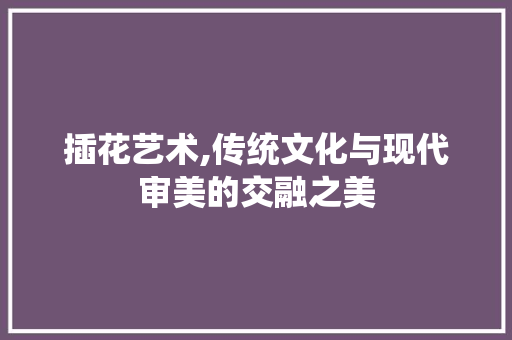 插花艺术,传统文化与现代审美的交融之美