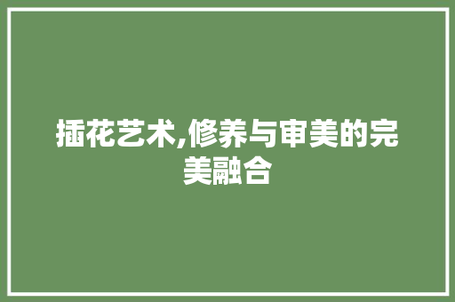 插花艺术,修养与审美的完美融合 土壤施肥