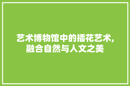 艺术博物馆中的插花艺术,融合自然与人文之美 番茄种植技巧