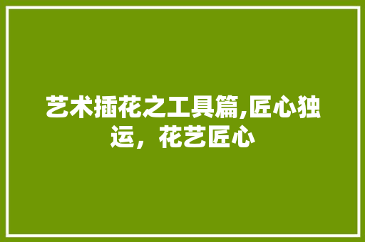 艺术插花之工具篇,匠心独运，花艺匠心