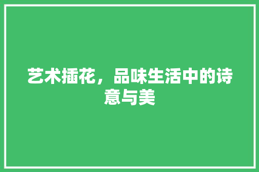艺术插花，品味生活中的诗意与美 土壤施肥