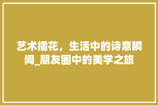 艺术插花，生活中的诗意瞬间_朋友圈中的美学之旅 土壤施肥