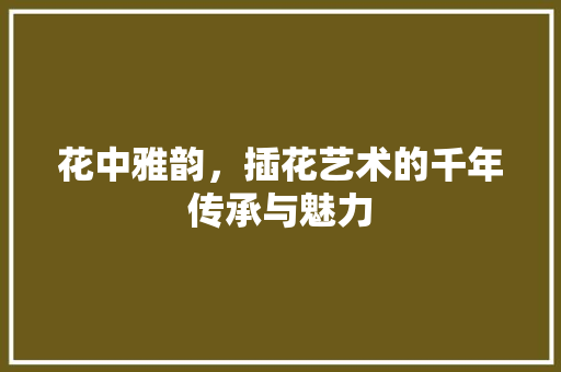 花中雅韵，插花艺术的千年传承与魅力