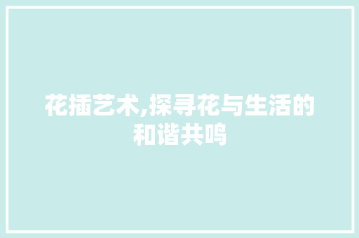 花插艺术,探寻花与生活的和谐共鸣