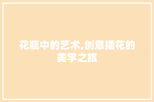 花瓶中的艺术,创意插花的美学之旅 土壤施肥