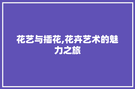 花艺与插花,花卉艺术的魅力之旅 种植技巧