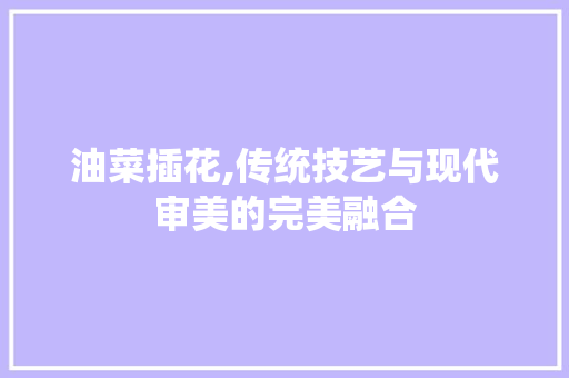 油菜插花,传统技艺与现代审美的完美融合 土壤施肥
