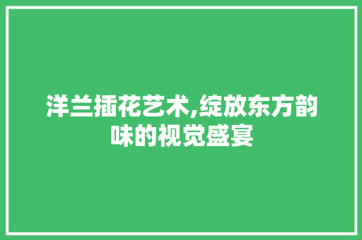 洋兰插花艺术,绽放东方韵味的视觉盛宴 番茄种植技巧