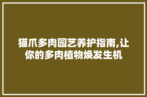 猫爪多肉园艺养护指南,让你的多肉植物焕发生机 农业常识 猫爪多肉园艺养护指南,让你的多肉植物焕发生机 农业常识