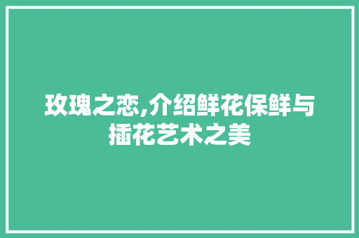 玫瑰之恋,介绍鲜花保鲜与插花艺术之美 土壤施肥