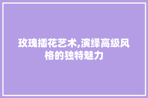玫瑰插花艺术,演绎高级风格的独特魅力 种植技巧