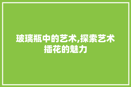 玻璃瓶中的艺术,探索艺术插花的魅力