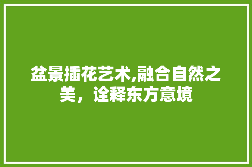 盆景插花艺术,融合自然之美，诠释东方意境 番茄种植技巧